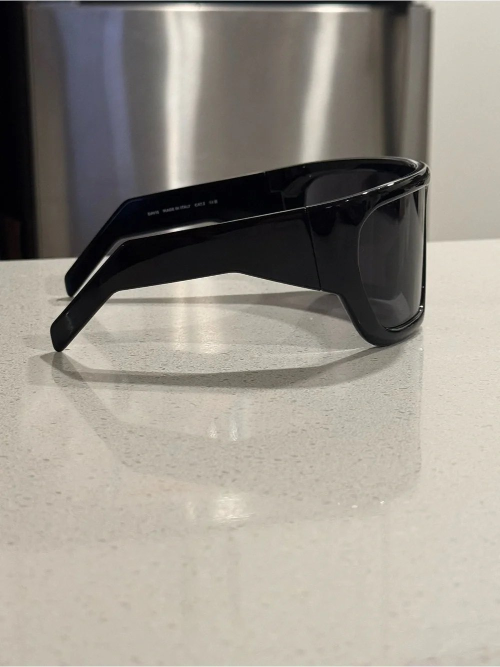 Rick Owens Davis Shield Sunglasses in Glossy Black